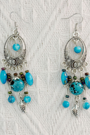 Brincos Longos com Franjas Turquesa Liga Brincos Decorativos Femininos