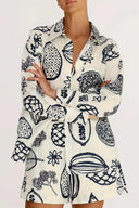 Completo estivo con stampa di frutta, camicia ampia e pantaloncini