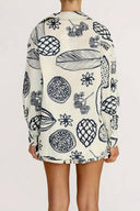 Completo estivo con stampa di frutta, camicia ampia e pantaloncini