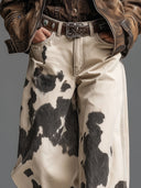Retro en modieuze westernstijl broek met koeienprint