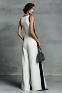 Black & White Contrast Stripe Sleeveless Jumpsuit