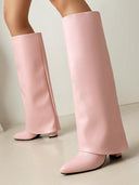Pointed toe high heel western jeans boots