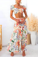 Zomer Top Met Print En Wikkelrokken Set