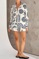 Completo estivo con stampa di frutta, camicia ampia e pantaloncini