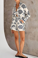 Completo estivo con stampa di frutta, camicia ampia e pantaloncini
