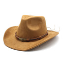 Suede curled brim western cowboy hat