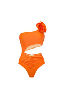 Set costume da bagno solido lucido floreale 3D