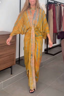 Rochie imprimată în stil kimono