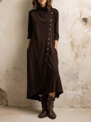 Vestido Midi de Estilo Boho com Abotoamento Lateral