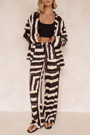 Signature Strip Textured Chocoladeprint Baggy Broek-Set