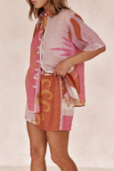 Set camicia e pantaloncini stampati Bright Sun per vacanze, modello Loose