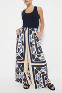 Pantaloni estivi con stampa etnica unica, vita elastica e taglio ampio - Set