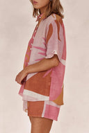 Set camicia e pantaloncini stampati Bright Sun per vacanze, modello Loose