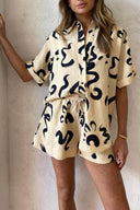 Unique Warm Sun Print Loose Shirt Shorts Set
