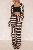 Signature Strip Textured Chocoladeprint Baggy Broek-Set