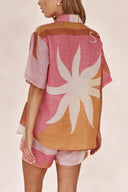 Set camicia e pantaloncini stampati Bright Sun per vacanze, modello Loose