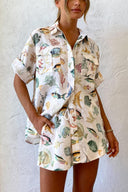 Gepersonaliseerd visprint vakantie shirt met korte mouwen en tie-dye korte broek set