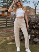 Pantaloni Cargo in Denim Versatili con Polsini Elastici