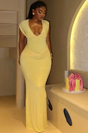 Abito lungo a clessidra arricciato Chic Lemon