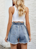 Yıkanmış Paperbag Denim Şort