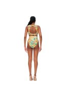 Set bikini cu imprimeu tribal și ciucuri boho