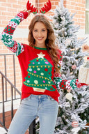 Tegneserie broderet strik sweater