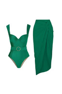 Set costume da bagno verde elegante senza schienale