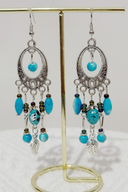 Brincos Longos com Franjas Turquesa Liga Brincos Decorativos Femininos