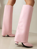 Pointed toe high heel western jeans boots