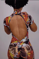 Dromerige Roze-Bruine Jumpsuit met Open Rug