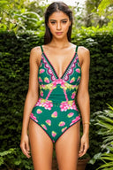 Tief ausgeschnittener V-Ausschnitt Cami Maxikleid Badeanzug Set