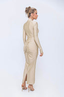 Langærmet Slank Bodycon Fest Midi Kjole