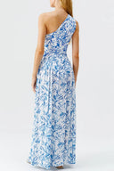 Frisches Blumen-Einteiler-Set mit One-Shoulder in Blau