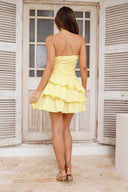 Schulterfreies Stufen-Minikleid