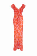 Sunlight Lotus｜Rochie maxi din șifon cu volane