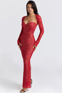 Gothisches Spitzen-Maxikleid mit Neckholder