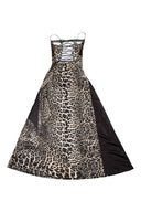 Wildes Leoparden Transparentes Korsett Maxikleid