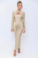 Langærmet Slank Bodycon Fest Midi Kjole