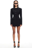 Französischer Stil Blazer Mini Kleid mit langen Ärmeln