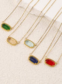 Oval Birthstone Pendant Necklace