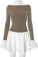 Pletené minišaty Candice s balónovými rukávy