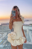 Romantic Tulip Waist Strapless Mini Dress