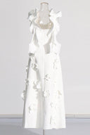 Einfarbiges langes Kleid mit Volant-Saum