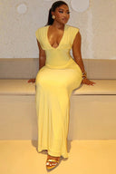 Abito lungo a clessidra arricciato Chic Lemon