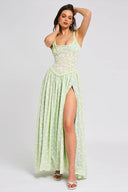 ホットガール バックレス ギャザー入り スリット ストラップ ミディドレス