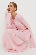 French Y2K Girl Pink Knit Set