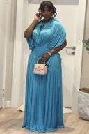 Ruched Waist Relaxed Batwing Sleeve Maxi Dress