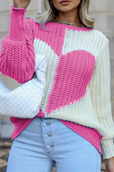 Casual Patchwork Kontrast O-udskåret Top Sweater