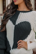 Casual Patchwork Kontrast O-udskåret Top Sweater