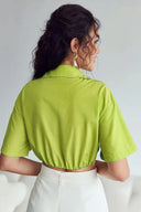Kay Gedrehtes Crop-Leinenbluse
